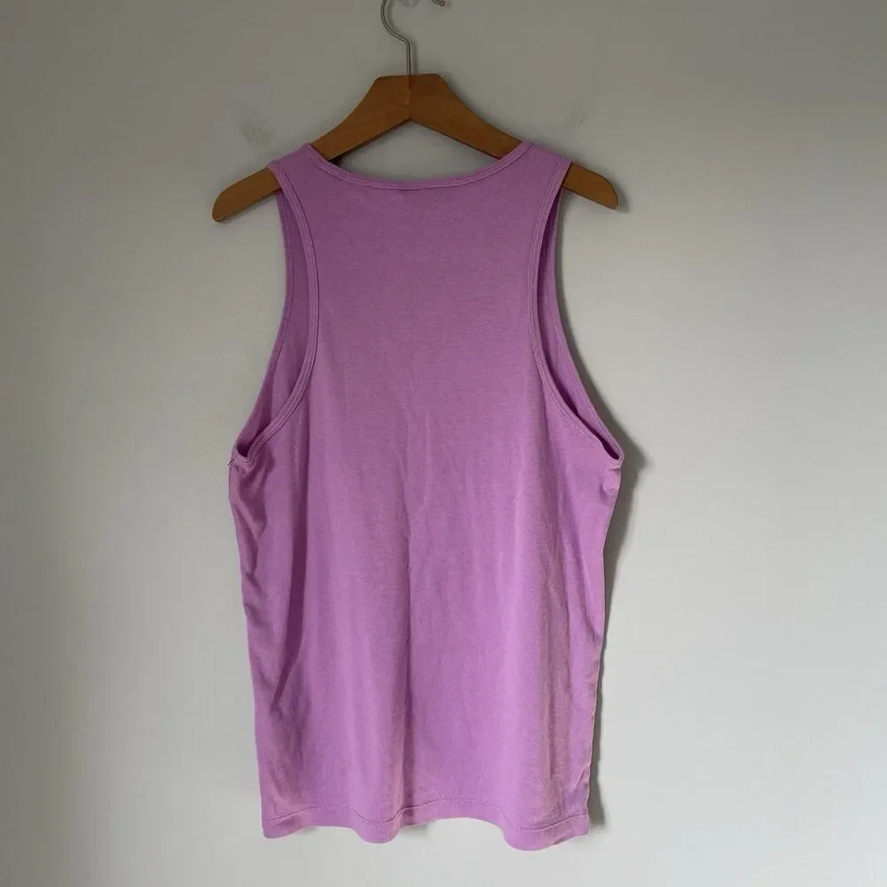 Nike Athletic Tank Top High Neck Pink Black Cotton Blend Women's Size Medium
